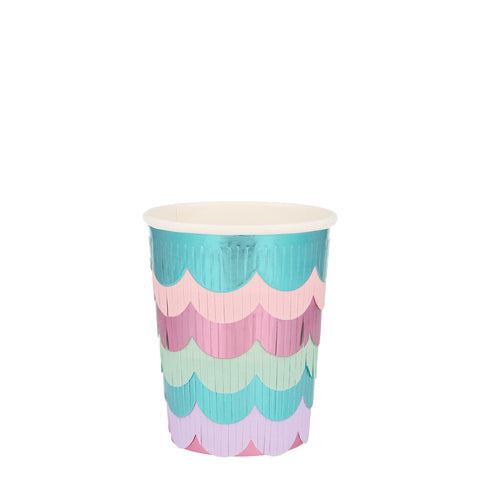 Mermaid scalloped fringe cups