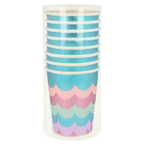 Mermaid scalloped fringe cups